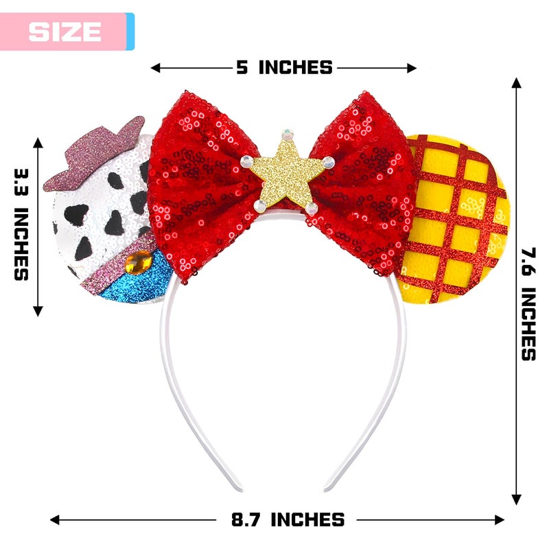 MADO cow boy woody mouse ears headband for kids boys women,cowboy mini ears headbands for women kids girls (woody) - Image 2